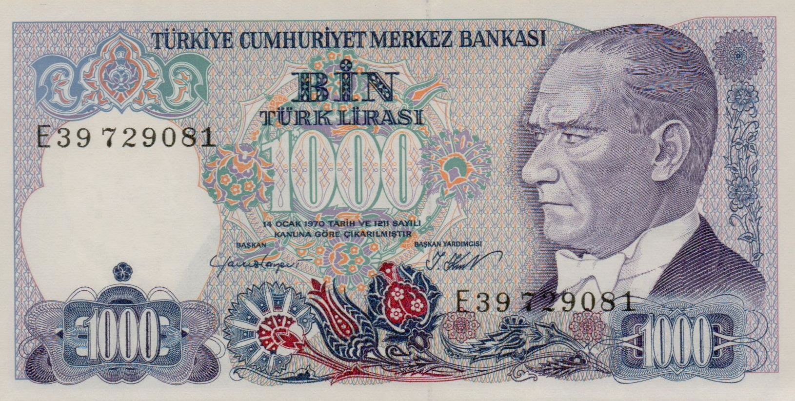 Turkey 1000 1984 UNC P-196/1